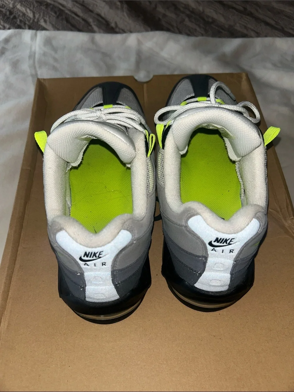 Nike Men's White, Black, and Volt Air Max Sneakers